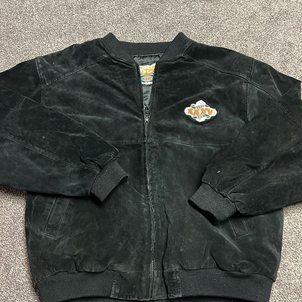 Super Bowl XXXV 2001 Tampa Florida Suede Jeff Hamilton Jacket Mens Sz XL